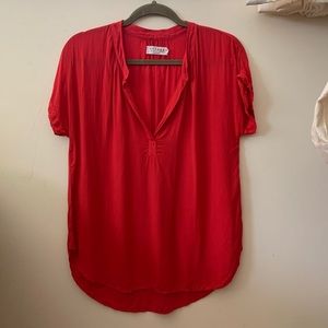 Velvet red v neck top